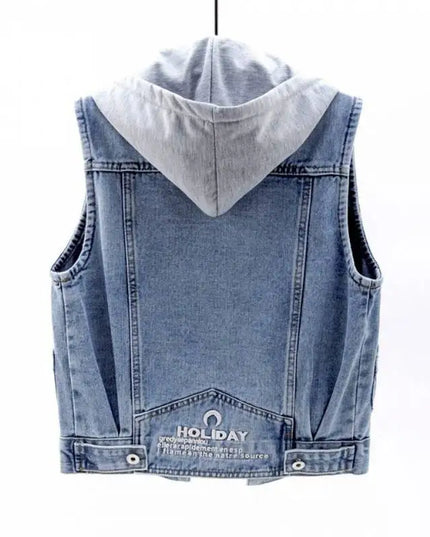 Kamizelka damska jeansowa z kapturem