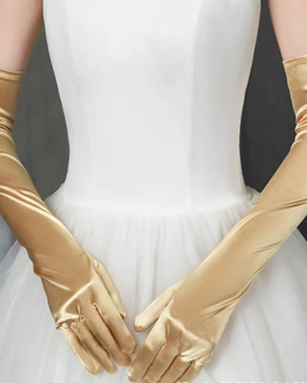 Rękawiczki damskie długie w jednolitym kolorze