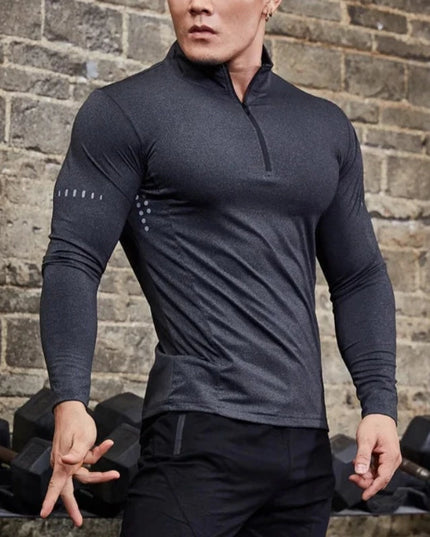 Sportowa koszulka męska z długim rękawem i suwakiem