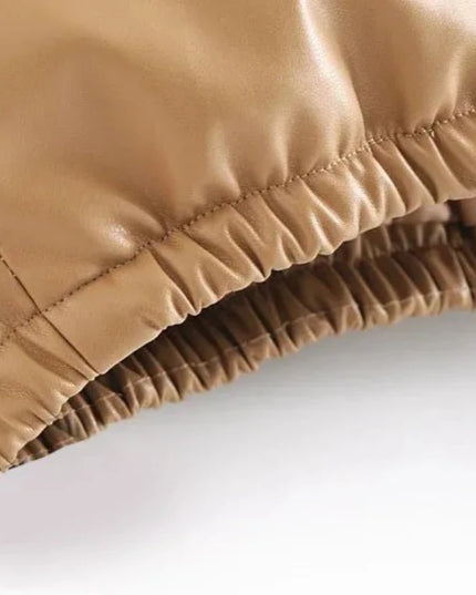 Damska kurtka zimowa z efektem sztucznej skóry