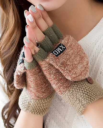 Rękawiczki damskie bez palców z nakładką