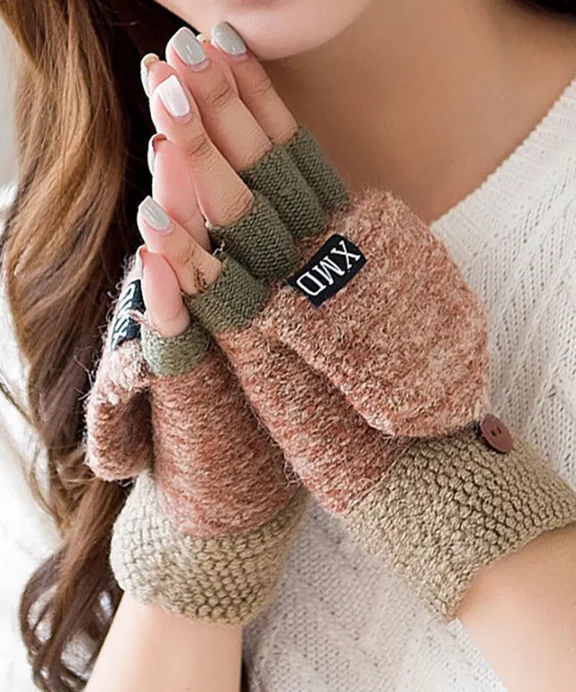 Rękawiczki damskie bez palców z nakładką