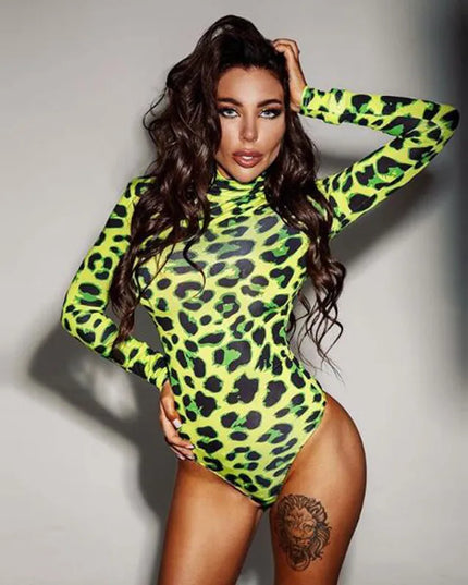 Body damskie z siateczki w panterkę