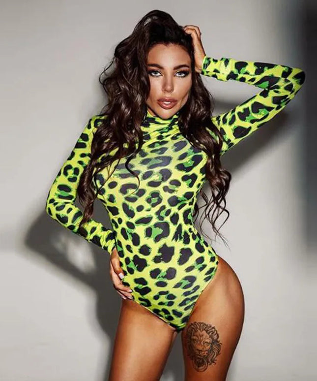 Body damskie z siateczki w panterkę