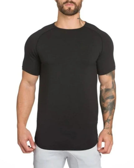 Sportowa koszulka męska jednokolorowa z przedłużanym tyłem