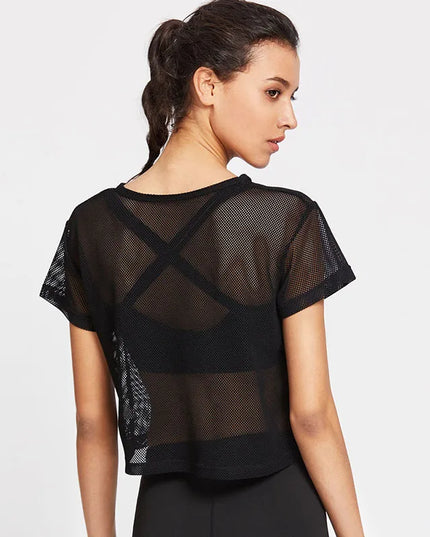 Sportowa koszulka damska z siateczki o luźnym kroju