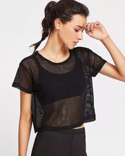 Sportowa koszulka damska z siateczki o luźnym kroju