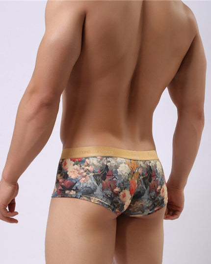 Slipy męskie w kwiaty na gumce