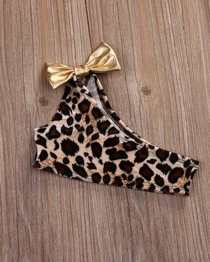 Dwuczęściowy strój bikini dla niemowląt na jedno ramię w zestawie z opaską