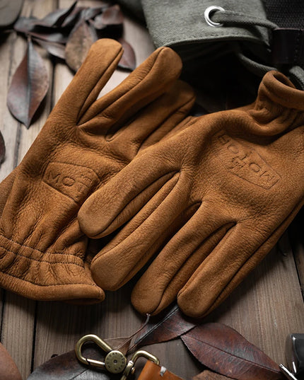 Rękawiczki męskie skórzane z napisem