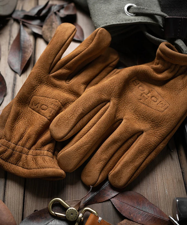 Rękawiczki męskie skórzane z napisem