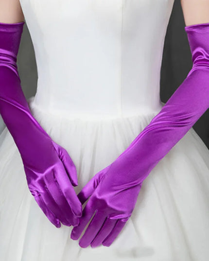 Rękawiczki damskie długie w jednolitym kolorze