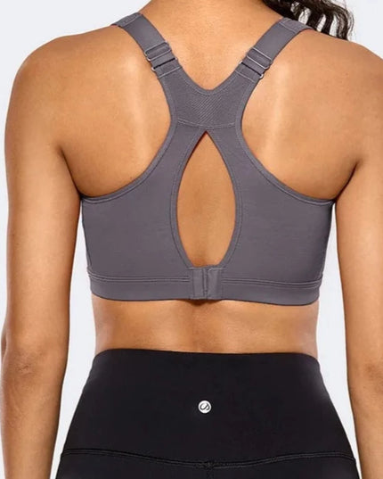 Sportowy biustonosz mocno zabudowany i zapinany z tyłu