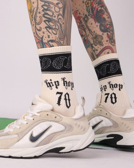 Skarpetki męskie za kostkę białe z nadrukiem