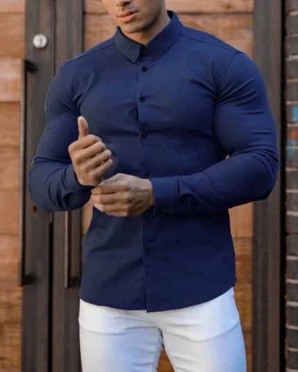 Dopasowana koszula męska z długim rękawem