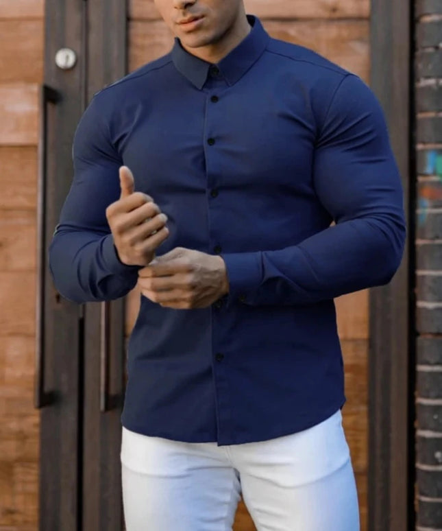 Dopasowana koszula męska z długim rękawem