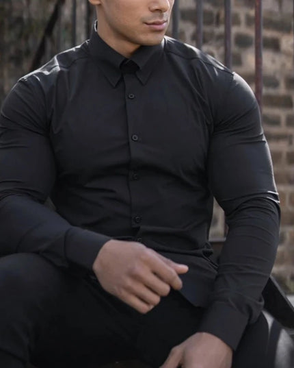 Dopasowana koszula męska z długim rękawem