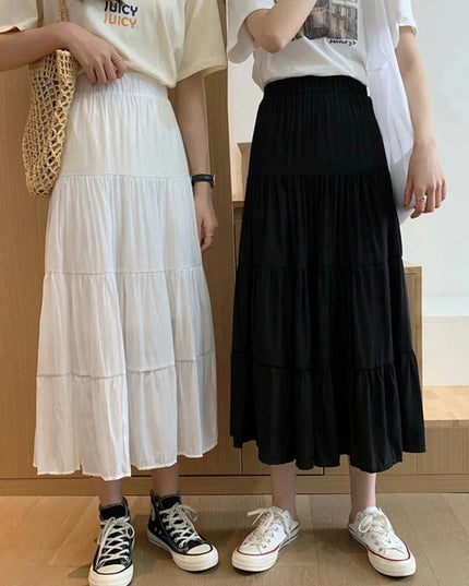 Spódnica midi letnia i zwiewna z gumką w pasie