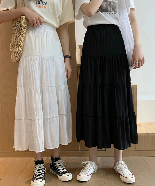 Spódnica midi letnia i zwiewna z gumką w pasie