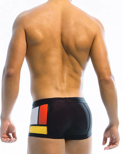 Męskie bokserki kąpielowe z kolorową ozdobą na nogawce