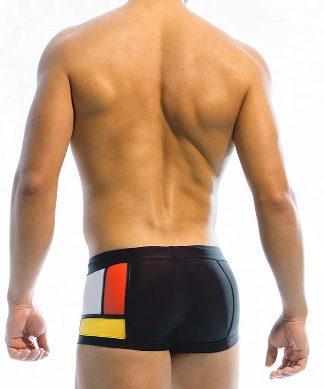 Męskie bokserki kąpielowe z kolorową ozdobą na nogawce