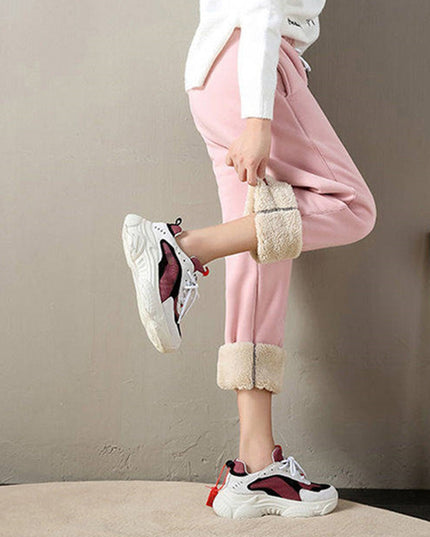 Damskie spodnie zimowe ocieplane miękkie dresy