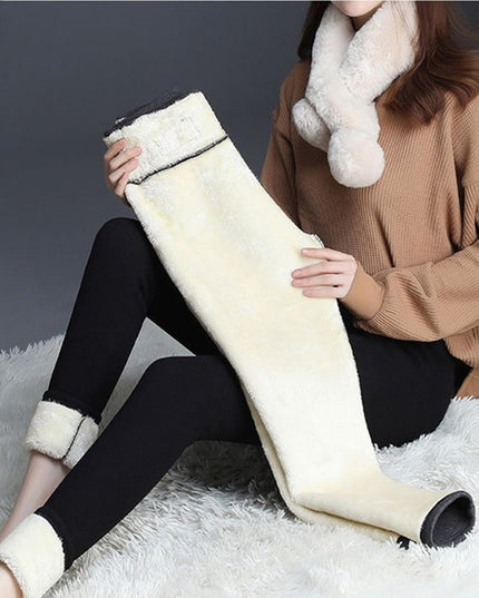 Damskie zimowe legginsy ocieplane z naszywką