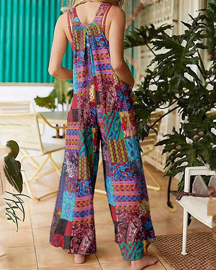 Damski kombinezon długi w kolorowe wzory