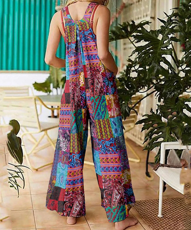Damski kombinezon długi w kolorowe wzory