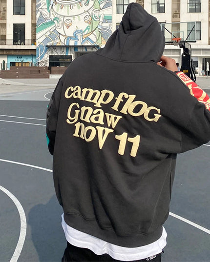 Bluza męska z kapturem streetwear z napisami