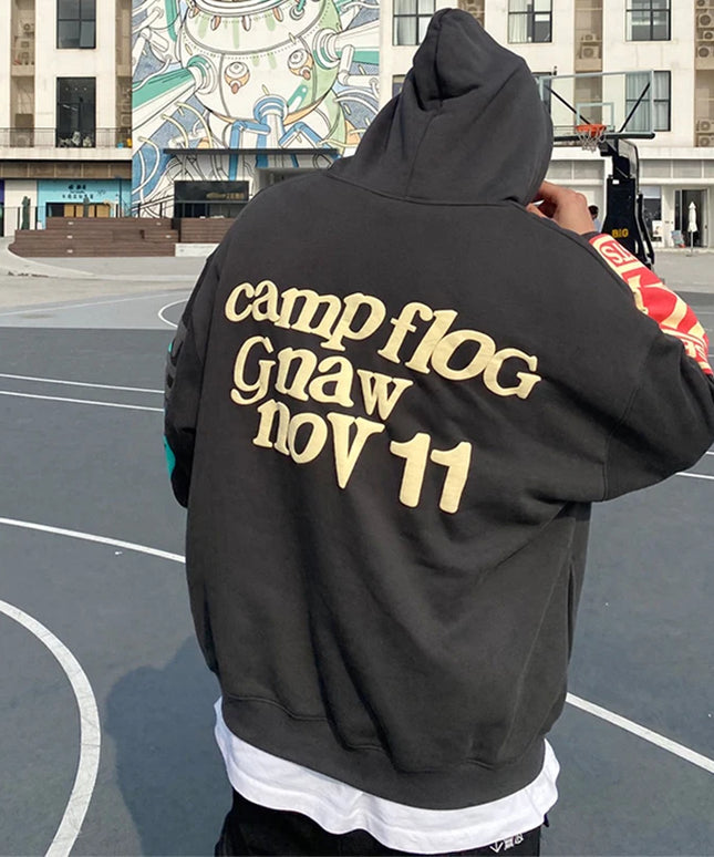 Bluza męska z kapturem streetwear z napisami