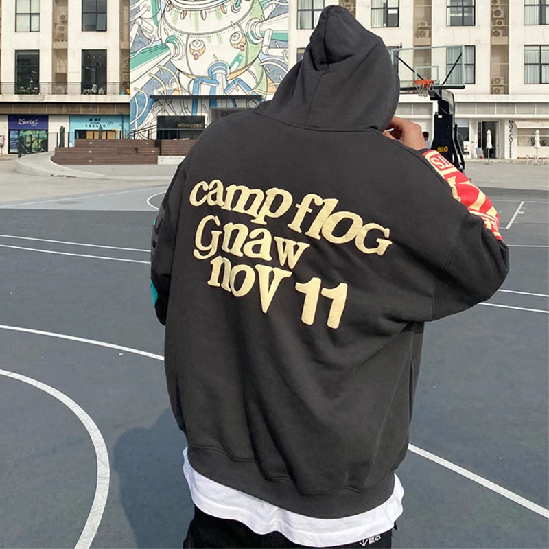 Bluza męska z kapturem streetwear z napisami