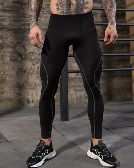 Sportowe legginsy męskie z kolorowym przeszyciem