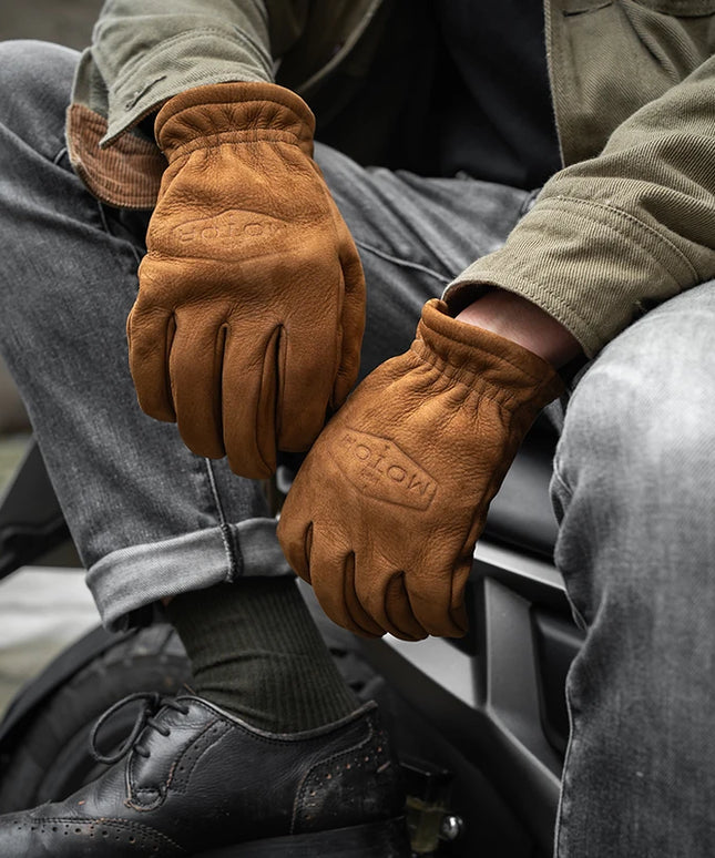 Rękawiczki męskie skórzane z napisem