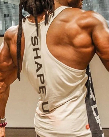 Sportowa koszulka męska bez rękawów z napisem