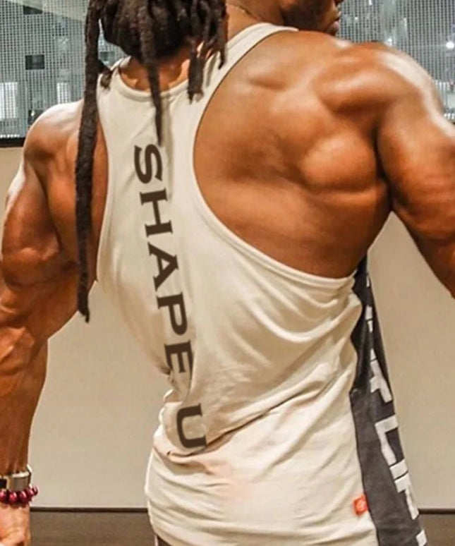 Sportowa koszulka męska bez rękawów z napisem