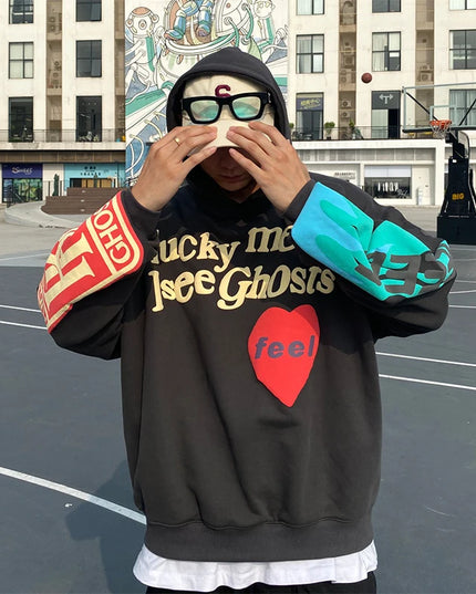 Bluza męska z kapturem streetwear z napisami