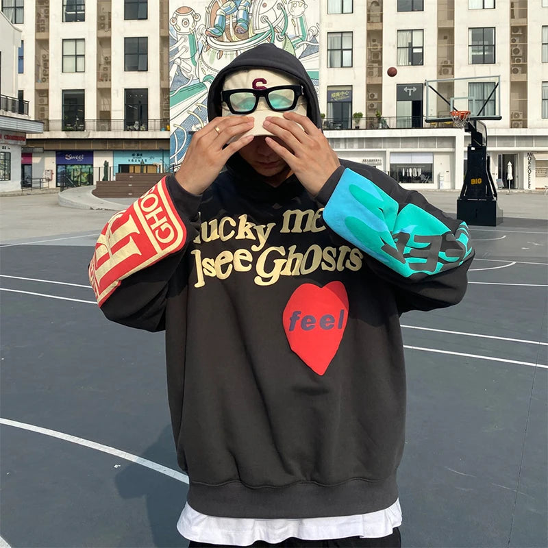 Bluza męska z kapturem streetwear z napisami