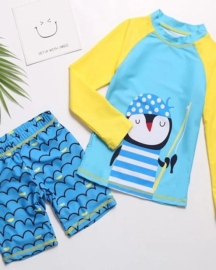 Dwuczęściowy kostium kąpielowy dla chłopca z długim rękawem