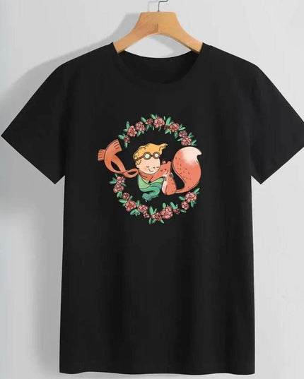 Damski T-shirt z kolorowym wzorem Małego Księcia