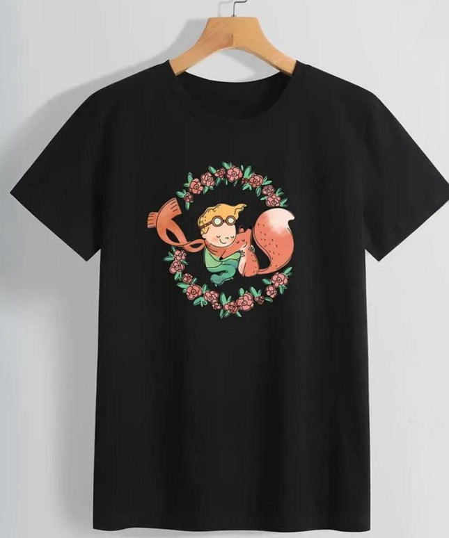 Damski T-shirt z kolorowym wzorem Małego Księcia