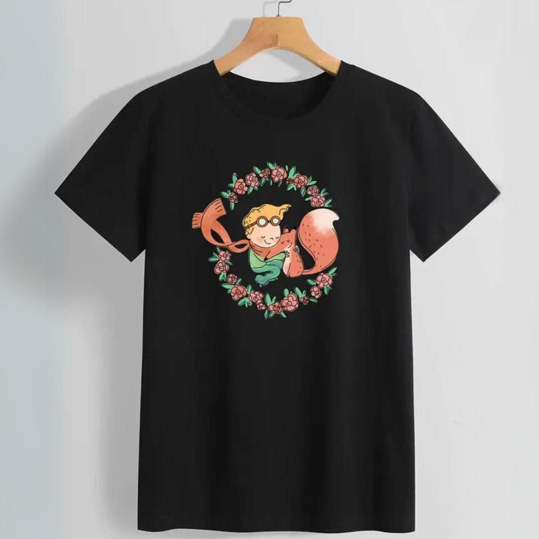 Damski T-shirt z kolorowym wzorem Małego Księcia