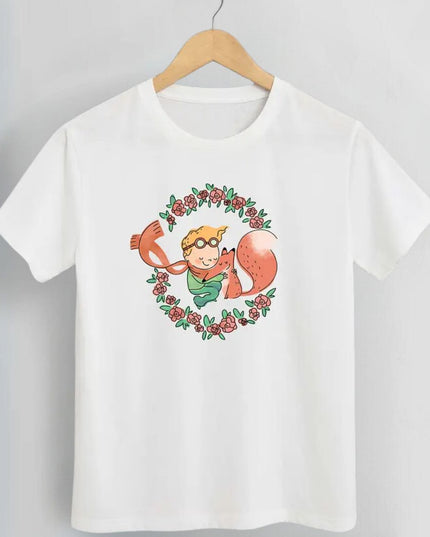 Damski T-shirt z kolorowym wzorem nawiązującym do Małego Księcia