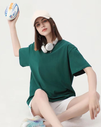 Damski T-shirt o luźnym kroju z bawełny