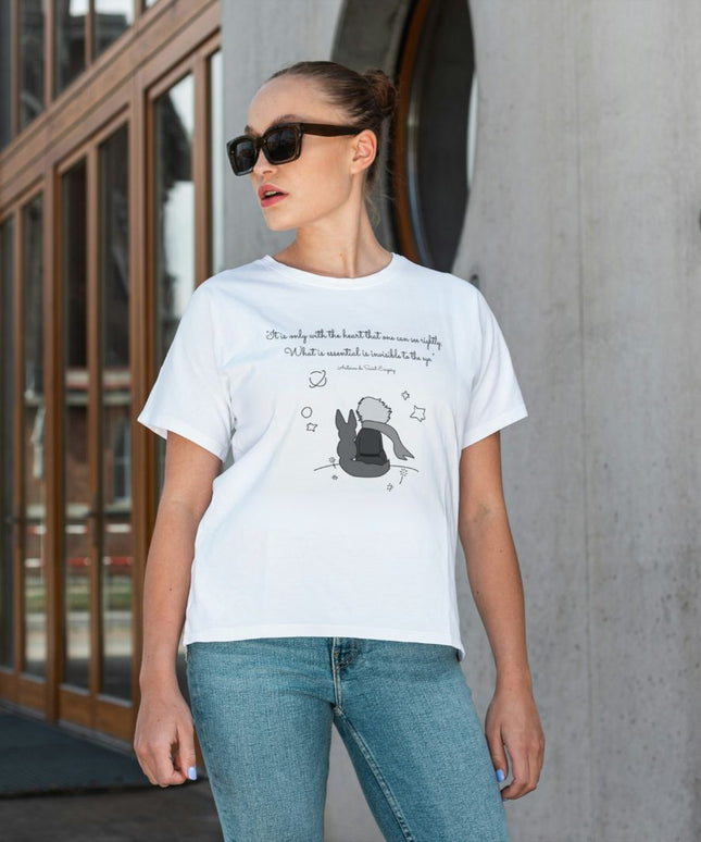 Damski T-shirt z rysunkowym wzorem Małego Księcia