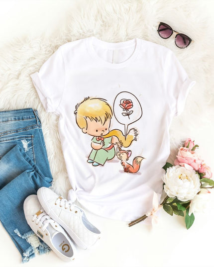 Damski T-shirt z rysunkowym motywem Małego Księcia