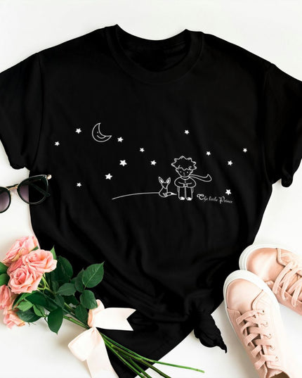 Damski T-shirt z rysunkowym motywem Małego Księcia