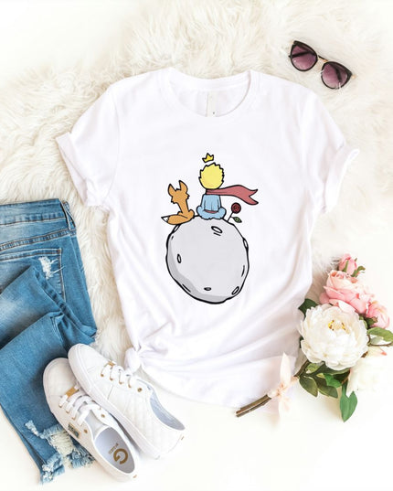 Damski T-shirt z kolorowym motywem Małego Księcia