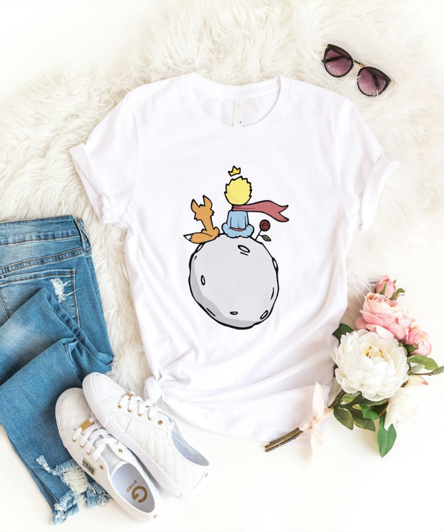 Damski T-shirt z kolorowym motywem Małego Księcia