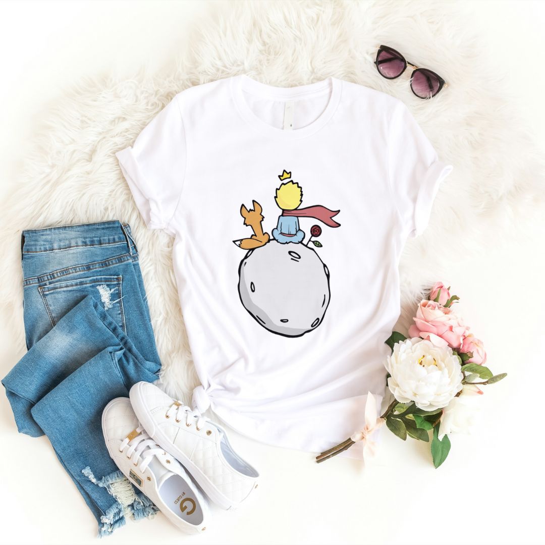 Damski T-shirt z kolorowym motywem Małego Księcia